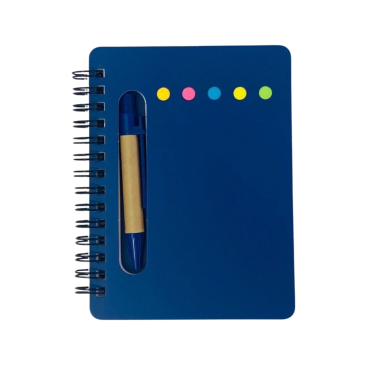 Caderno com mini caneta e notas adesivas 