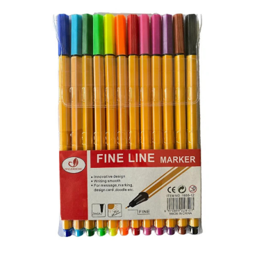 Caneta Fine Line Marker – kit com 12 cores 0.4mm