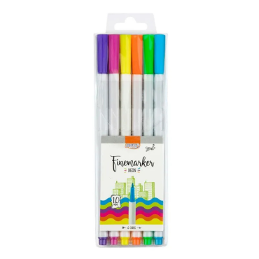 Caneta Hidrográfica Fine Marker Neon 1,0 mm –  6 unid - BRW