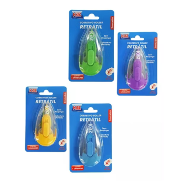 Fita Corretiva Roller Retrátil 5 mm × 6 m - Kaz