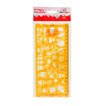 Kit Régua Plástica 20cm Geométrica 2 Unidades - Win Paper