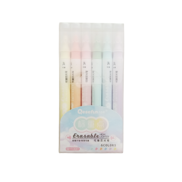 Marca-texto Apagável - 6 cores Qesefun