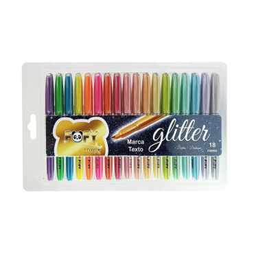 Marca-texto com Glitter 18 cores - Fofy