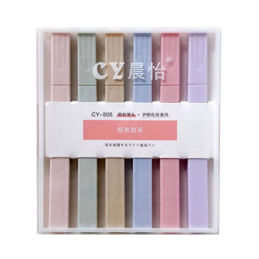 Papelaria - Marca-texto CY-505 Tons Pastel – Kit 6 Cores