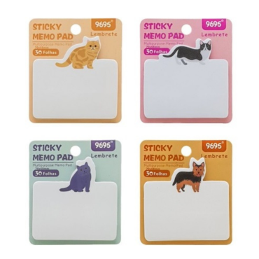 Papelaria - Notas autoadesivas - Sticky notes Bichinhos 7x6,8cm 30 Folhas