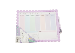 Papelaria - Quadro Branco de Recado e Plano Semanal Magnético 28x22cm