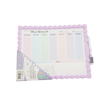 Papelaria - Quadro Branco de Recado e Plano Semanal Magnético 28x22cm