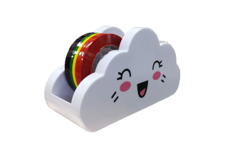Papelaria - Suporte Dispenser De Fita Adesiva Nuvem com Fita adesiva Arco-íris