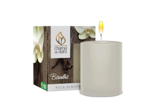 Papelaria - Vela Perfumada Baunilha Chama de Ouro
